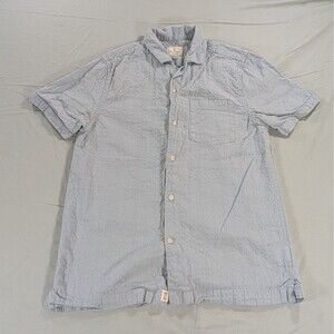 Mutual Weave Men's Short Sleeve Blue Textured Button Down Shirt Size Small